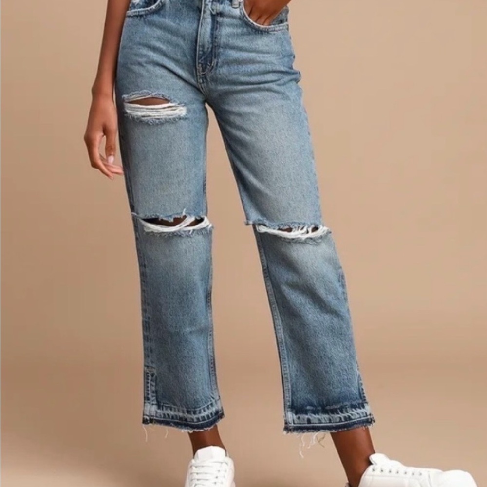 We The Free Lita Light Wash Distressed High Rise Slim Leg Jeans - Picture 4 of 15